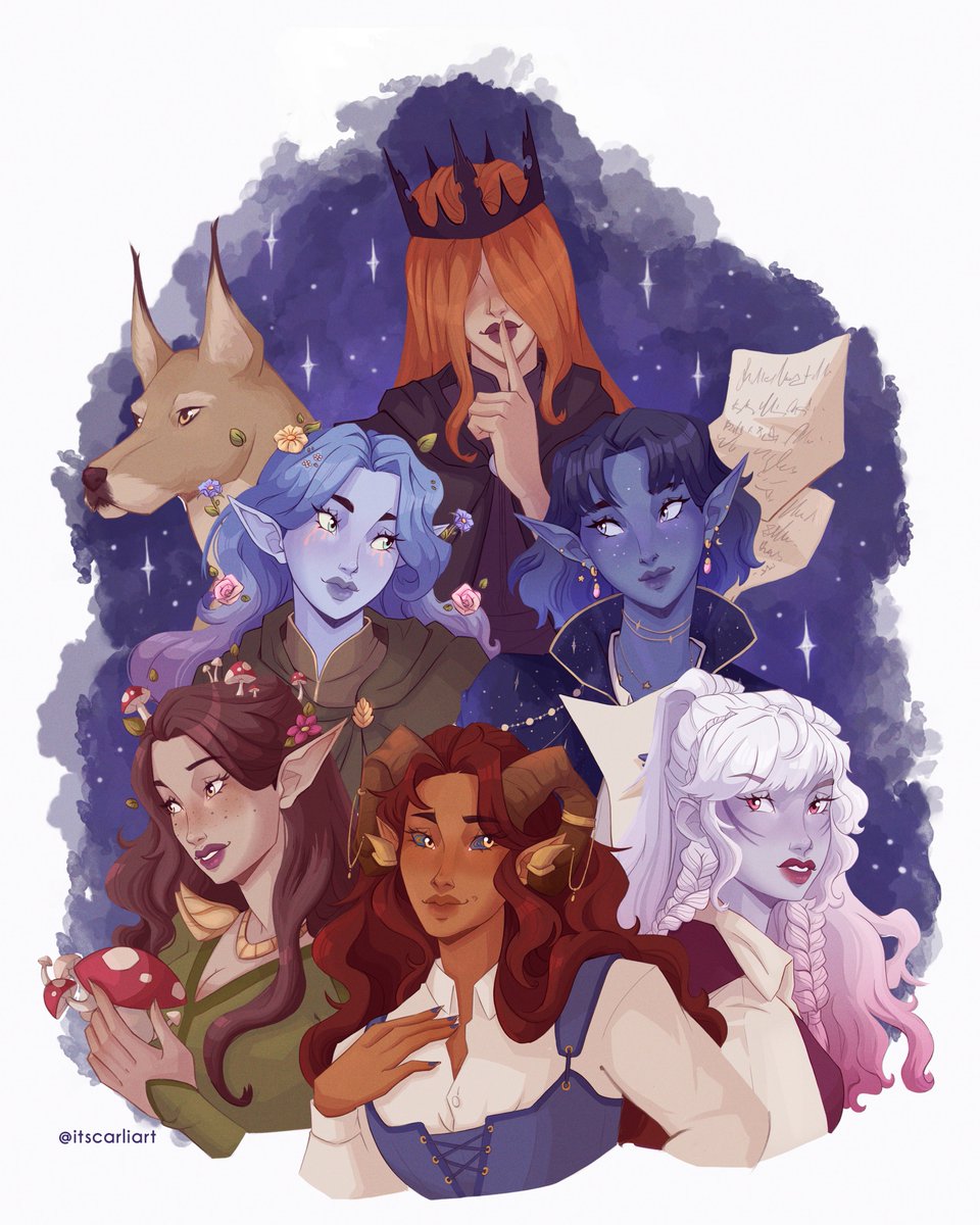 Another dnd party commission I really loved working on 💟 I mean look at how beautiful those girls are!!! 😭