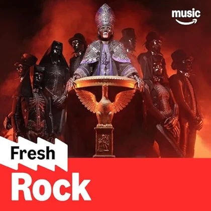 MESSAGE FROM THE CLERGY]

We wish to inform you Ghost is haunting the cover of <a href="/amazonmusic/">Amazon Music</a>'s Fresh Rock playlist. Thank you for your support.