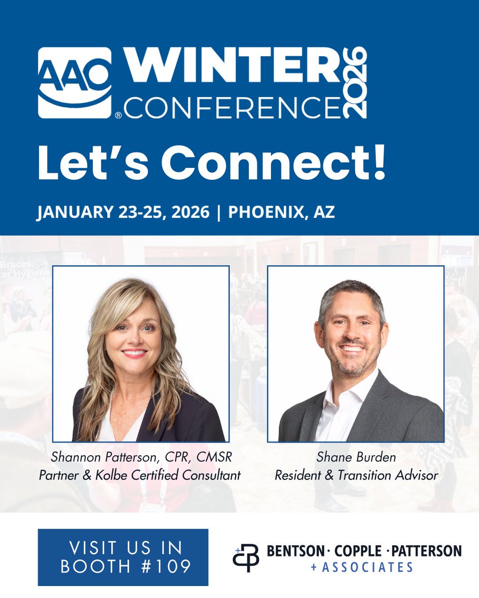 Let’s connect at the 2026 AAO Winter Conference in Phoenix! Stop by Booth #109 to chat with Shannon Patterson &amp; Shane Burden.
From practice valuation and transitions to recruiting, career planning, and OSO/DSO strategy -we’d love to talk through what’s next in your ortho journey.