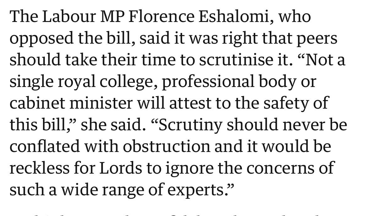 Supporters of the Bill may be ‘furious’.

Those of us with concerns about the Bill - in my case, concerns rooted in clinical experience - are grateful to the Lords for their close scrutiny.

This quote from <a href="/FloEshalomi/">Florence Eshalomi MP</a> hits the nail on the head