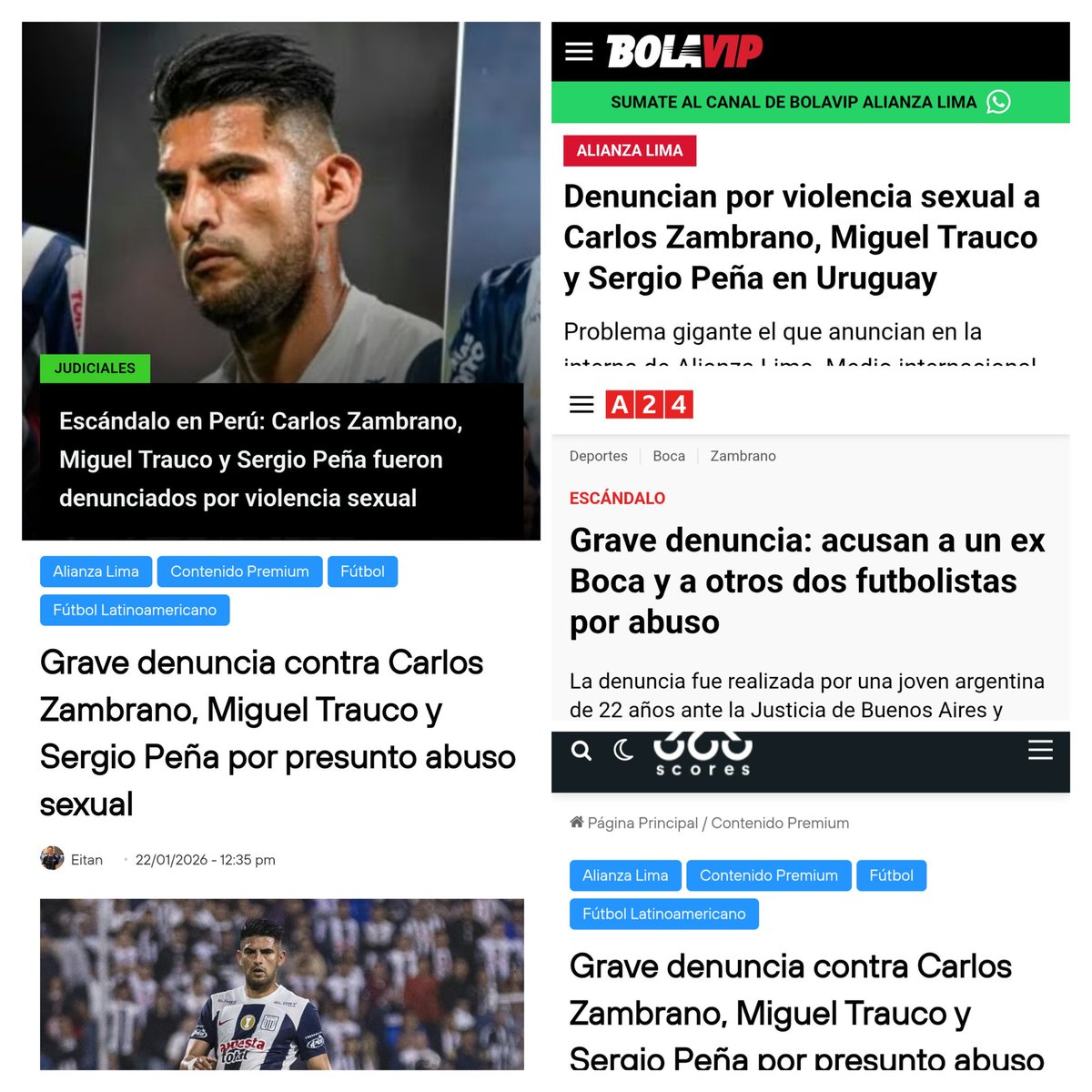 Crecen las repercusiones en medios de diferentes países por la denuncia a Zambrano, Trauco y Peña.