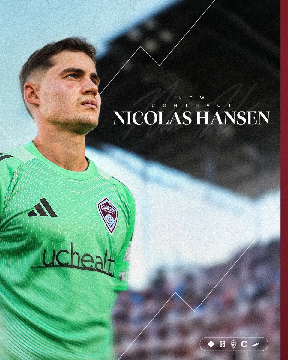 ColoradoRapids's tweet photo. OFFICIAL: The club has signed goalkeeper Nico Hansen to a new contract that will run through the 2027-28 MLS season.  

📰 » https://t.co/i4a0hBYfwL

#Rapids96 https://t.co/yrZpcn0VfM