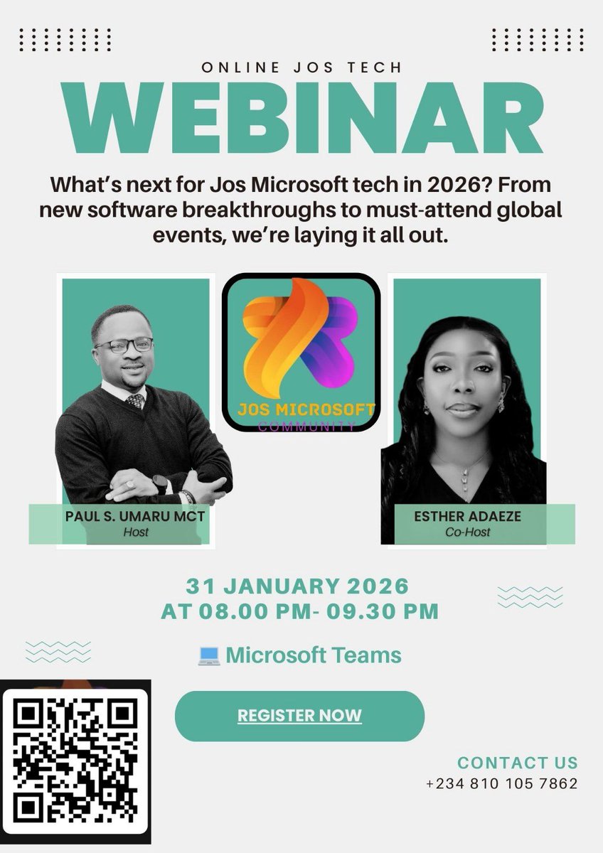 josmicrosoft's tweet photo. The Future of Jos Microsoft Tech is Here. Are You Ready for 2026? 

Join the Jos Microsoft Community for an exclusive deep dive into the innovations, updates, and global events that will shape your career and business this year

Register now:
https://t.co/aMXRfatD3T

#JmcWebinar https://t.co/vzd5fHgdzh