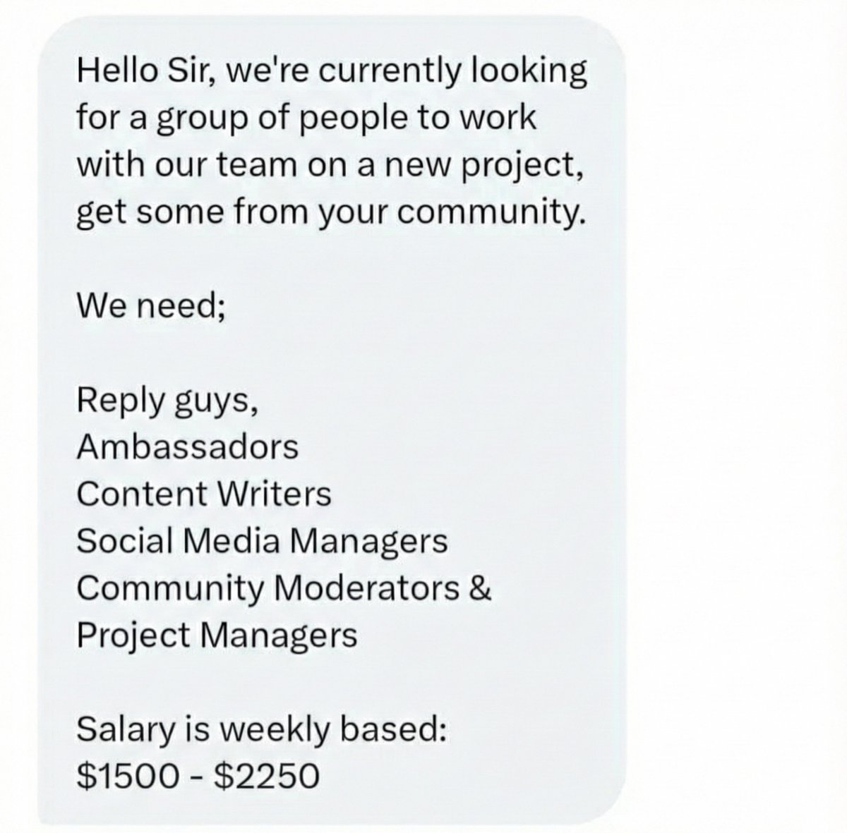 Who’s looking for a job??

Because my team is hiring!

Salary: $1500 - $2250 weekly

Interested? like this tweet and leave a comment below on which aspect you're good at

I'll dm you personally

No experience required

You need to be following me and <a href="/NoLimitGains/">NoLimit</a>