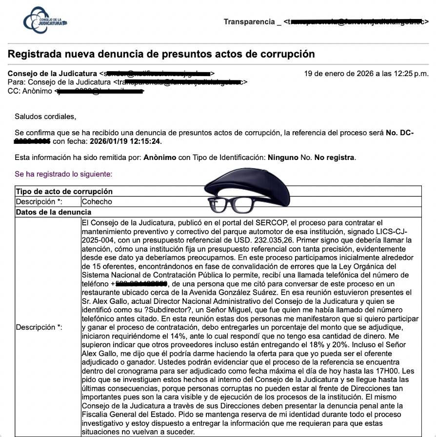 AnderssonBoscan's tweet photo. Más corrupción en la Judicatura de Mario Godoy. Un funcionario denunció por escrito que le pidieron soborno por un contrato. Señala a Alex Gallo, actual director nacional administrativo. https://t.co/vVRIDLdPJG