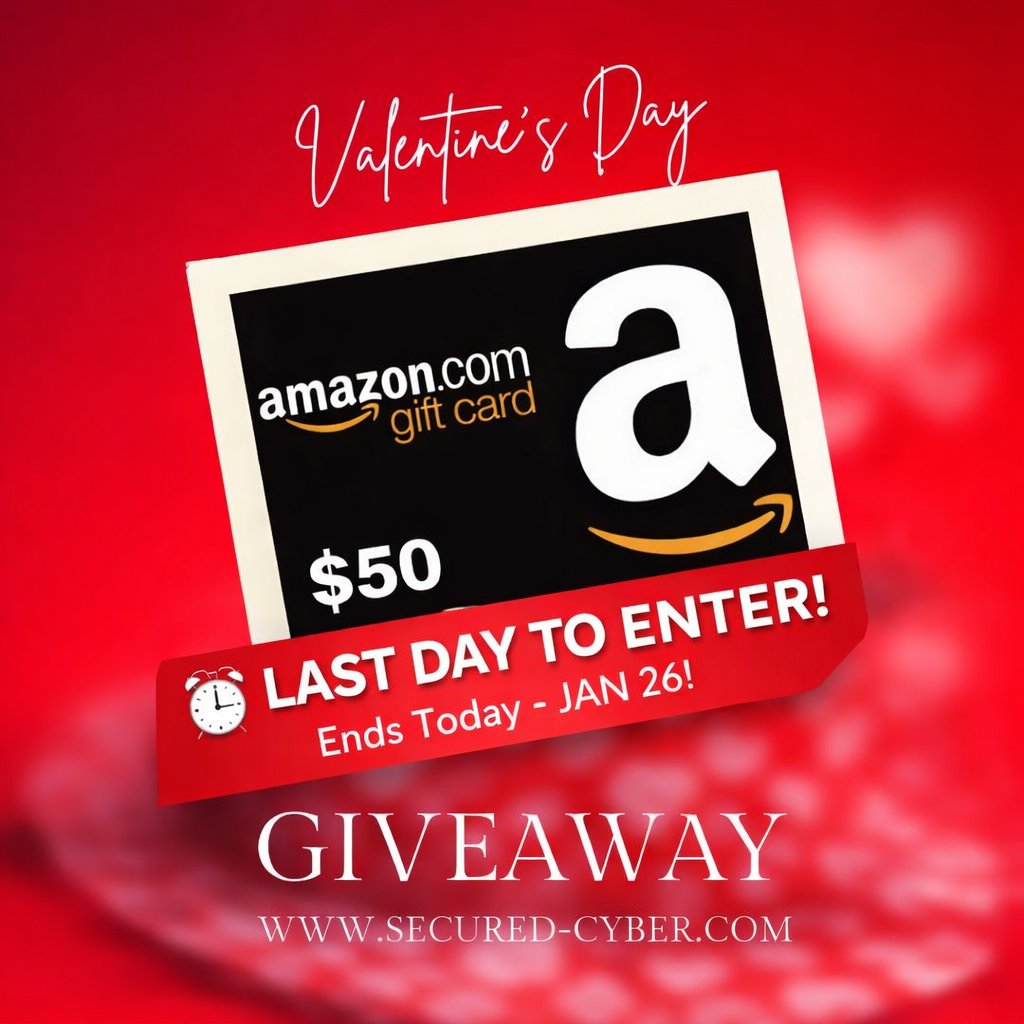 ⏰ LAST CHANCE! ⏰
Today (Jan 26) is the final day to enter our Valentine’s Giveaway 💘
Sign up for our FREE monthly newsletter by tonight for a chance to win a $50 Amazon gift card 🎁
Winner announced in February!

👉 secured-cyber.com
Already subscribed? You’re entered 🙌