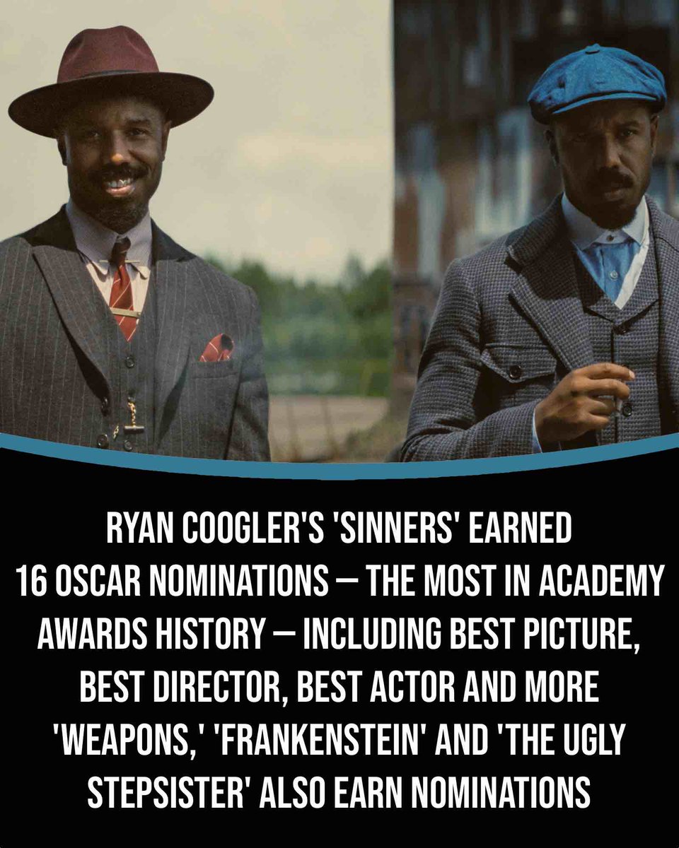 rewindofdead's tweet image. Ryan Coogler's SINNERS is now the film with the most Oscar nominations IN HISTORY. Horror films such as "Weapons" and "The Ugly Stepsister" also earned nominations

DETAILS: rewindofthelivingdead.com/sinners-earns-…