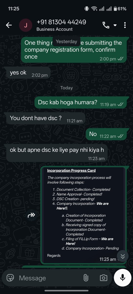 pf_consultant's tweet photo. @Razorpay @RazorpayRize @RazorpayCare are you fraud or harassment of customer who looking for reg. There's company? 
After purchase 2400 plan 10 days completed, still my company is not registered &amp; The third party told me for DSC payment extra , but you claimed all available this https://t.co/Ye59Ey7DIe