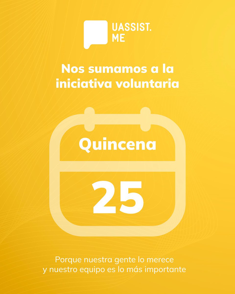 Nos sumamos voluntariamente a la #Quincena25 💛

Una iniciativa que fortalece la economía y apoya directamente a nuestra gente 🇸🇻

Porque nuestro equipo es lo más importante.