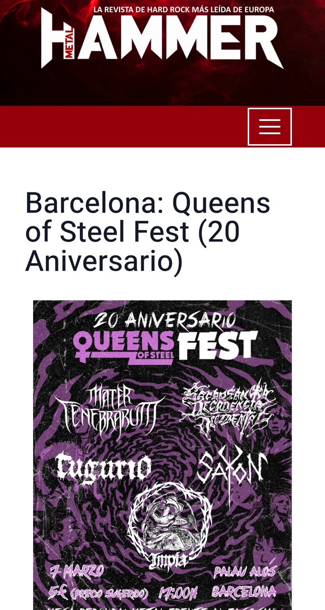 TaniaGimenez's tweet image. Quién le iba a decir a la Tania de 13 años que algo "suyo" saldría en Metal Hammer y que en este medio se iba a hablar de algo político y autogestionado.

metalhammer.es/agendado/barce…
