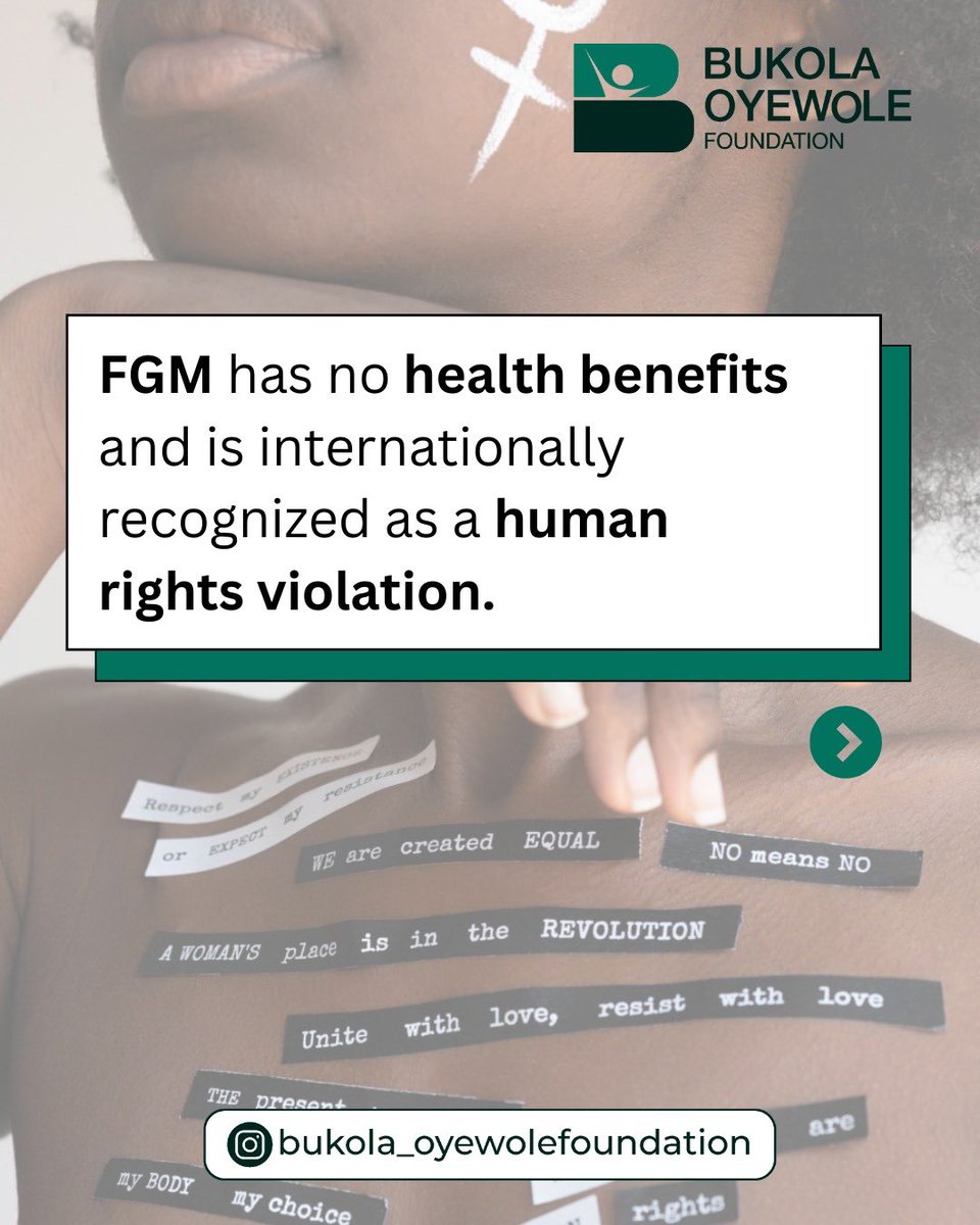 FGM is harmful. It violates the rights, health, and dignity of girls and women. Culture should never be an excuse for pain or control. It’s time to stand together, speak up, and end FGM for good.

#EndFGM  #GirlsDeserveBetter #ProtectTheGirlChild #HumanRights #WomenRights