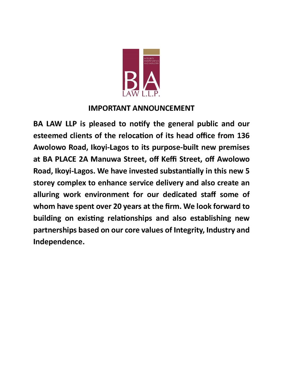 BALAWLLP1's tweet photo. IMPORTANT ANNOUNCEMENT https://t.co/i7r5beCMe0