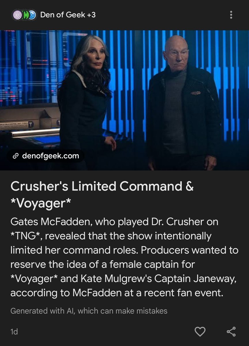 CarloPosts's tweet image. Gates McFadden would have made an excellent Captain. She would have led Voyager and set them on their way. 

#StarTrek