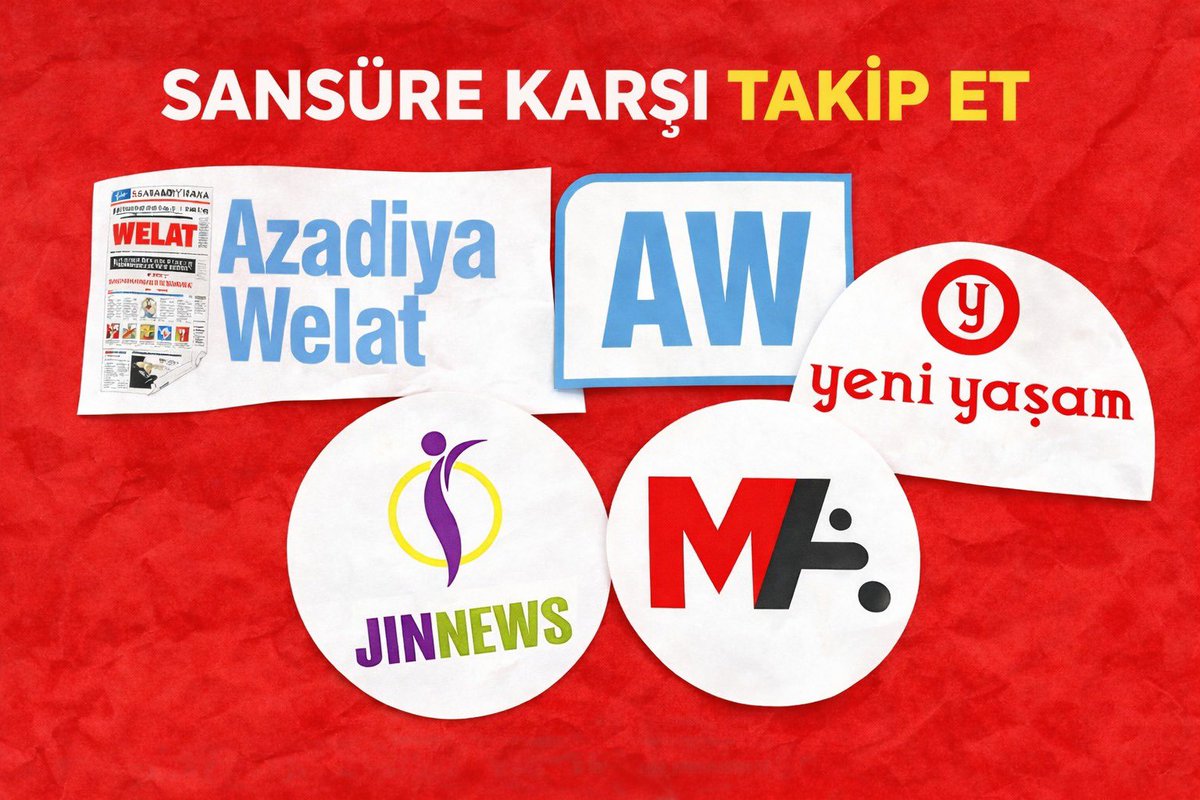 📌SANSÜRE KARŞI TAKİP ET

👉Mezopotamya Ajansı

 Kürtçe: <a href="/disa_mezopotamy/">Ajansa Mezopotamya</a>

İngilizce: <a href="/yinemezopotamya/">Mezopotamya News Agency</a>

Türkçe (yeni): <a href="/mezopotamyatrk/">Mezopotamya Ajansı</a>

👉JINNEWS

<a href="/Jinnews__/">Jinnews Türkçe</a>

<a href="/JinnewsKurdi_/">Jinnews Kurdî</a>

👉Yeni Yaşam Gazetesi

<a href="/yeniyasamnews1/">Yeni Yaşam</a>

👉Azadiya Welat Gazetesi

x.com/azadiyawelat0_

👉Ajansa Welat