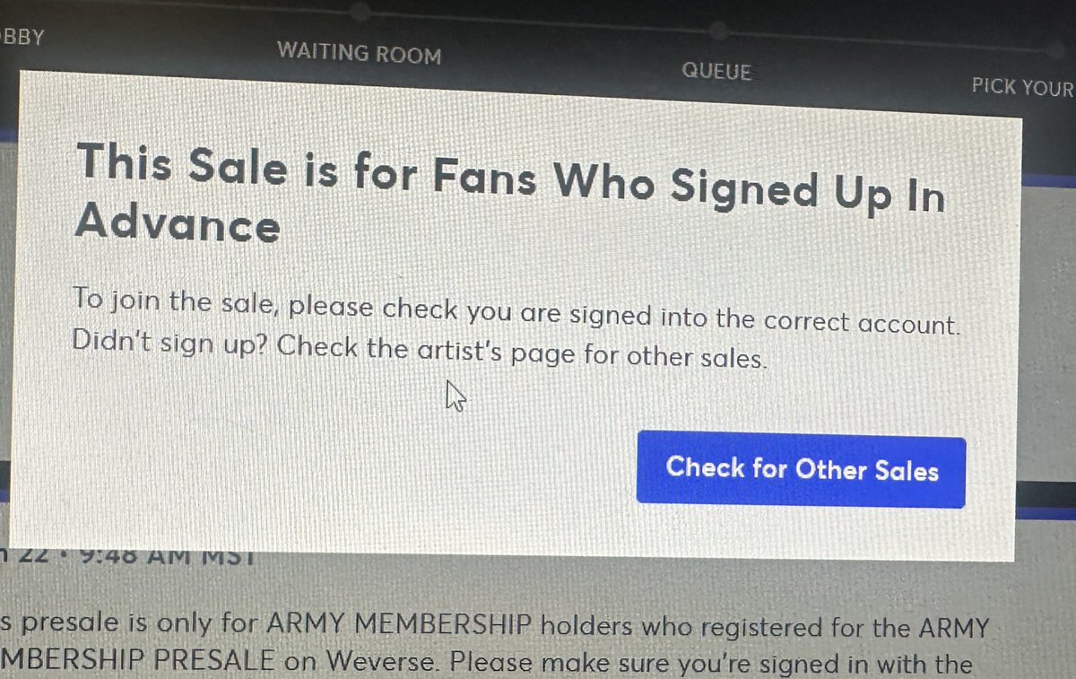 SwtSpringDay613's tweet image. So I got my answer. We can’t join presale for locations we didn’t enter for.