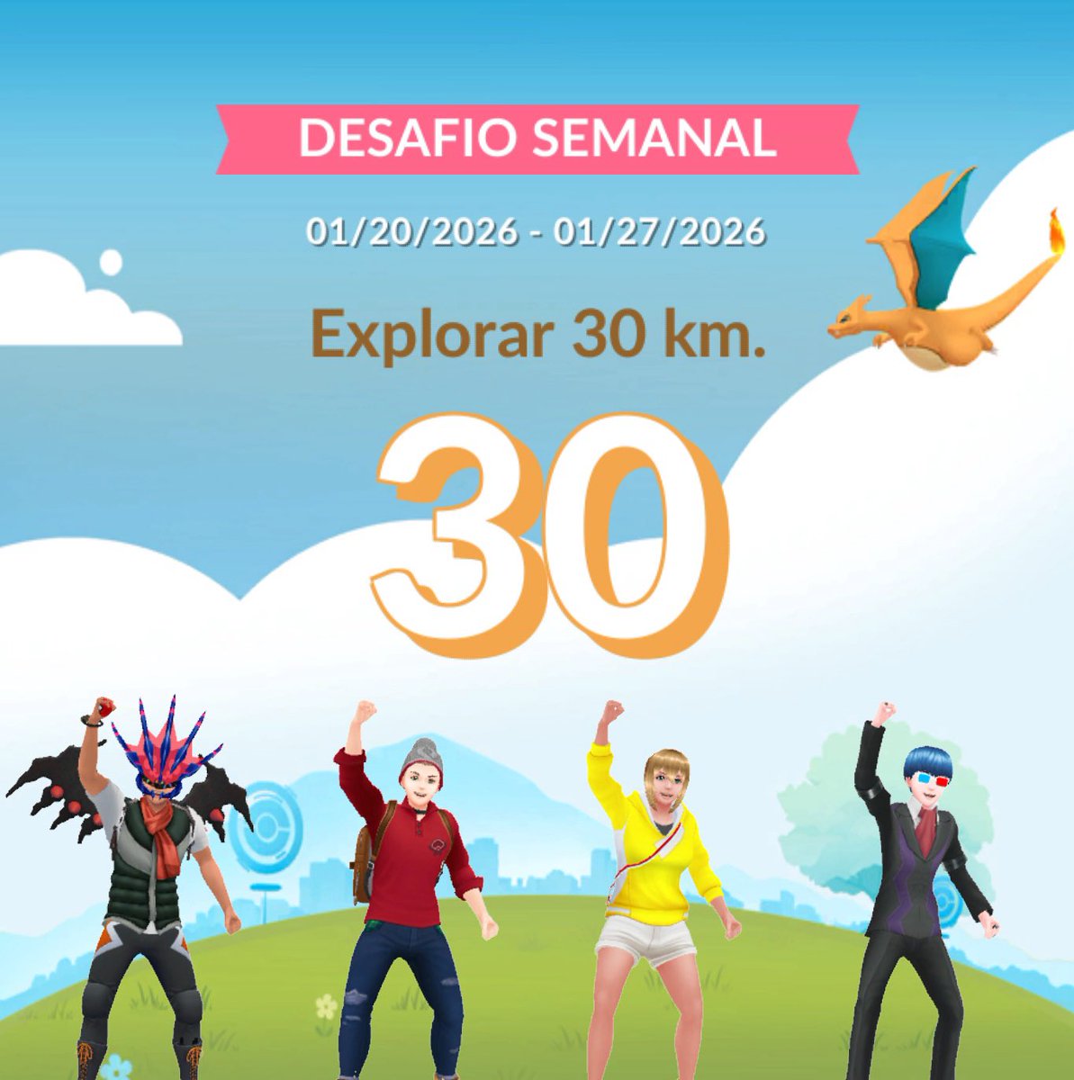 Completamos o Desafio Semanal! Junte-se à minha equipe novamente na semana que vem!

Junte-se à diversão do Pokémon GO!