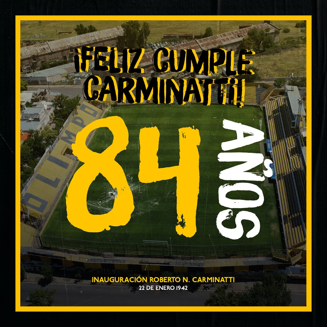 🎂 ¡𝗙𝗲𝗹𝗶𝘇 𝗰𝘂𝗺𝗽𝗹𝗲𝗮𝗻̃𝗼𝘀 𝗥𝗼𝗯𝗲𝗿𝘁𝗼 𝗡. 𝗖𝗮𝗿𝗺𝗶𝗻𝗮𝘁𝘁𝗶! 🎆

🏟 Hoy nuestro estadio está de festejo, cumple 84 años.

💛🖤