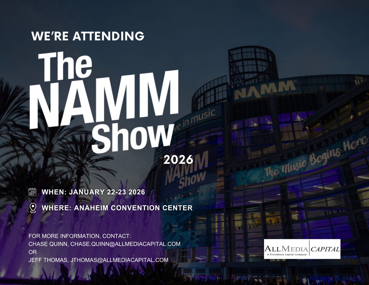 ProvCapFund's tweet photo. NAMM 2026, here we come! Our very own Chase Quinn &amp; Jeff Thomas from All Media Capital are hitting the floor today and tomorrow 🎸 Let's connect and talk financing! #NAMMSHOW2026 #AMC #EquipmentFinancing https://t.co/5MUl1dxj2c
