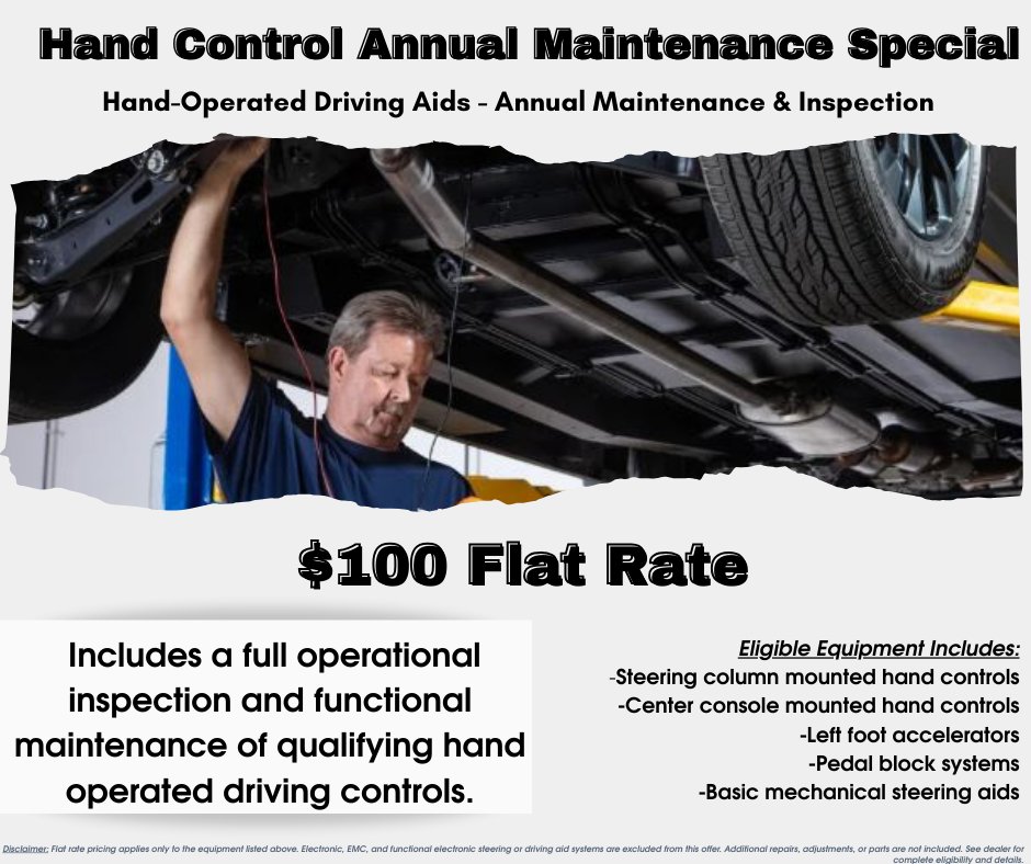 jerrysmobility's tweet image. Safety first! 🚗✋ Is it time for your annual hand control inspection? Ensure your driving aids are performing perfectly with our Hand Control Annual Maintenance Special. ☎️443-875-7832 🌐bit.ly/2YFMx8p  #SafetyFirst #CarSafetyCheck #DrivingAidInspection