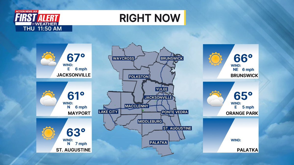 MikeFirstAlert's tweet image. Current conditions across NE Florida and SE Georgia. #FirstAlertWX