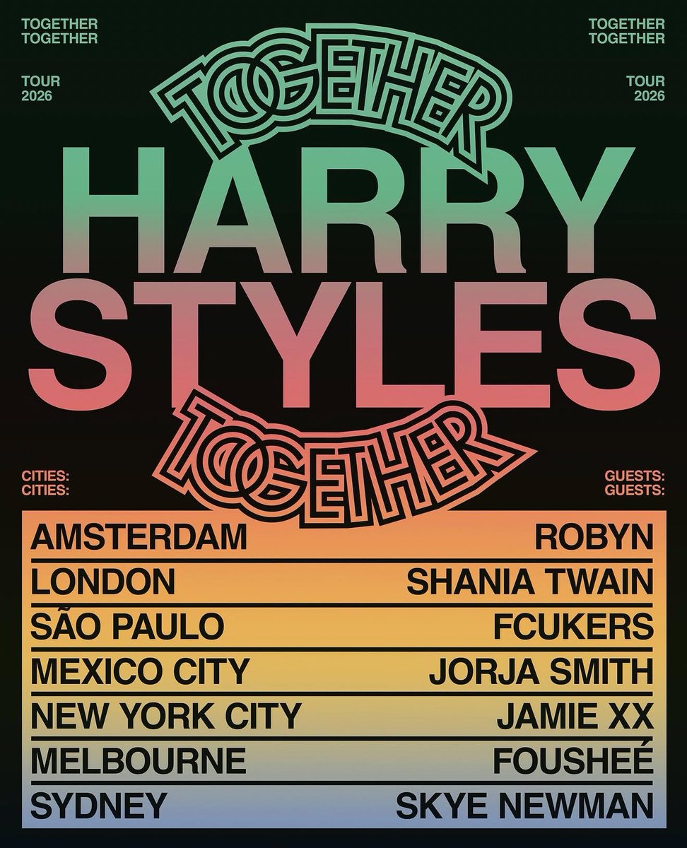 concertleaks's tweet photo. Harry Styles has announced Together, Together residencies in New York City, Amsterdam, London, São Paulo, Mexico City, Melbourne, and Sydney! https://t.co/0vQFEF4vzG