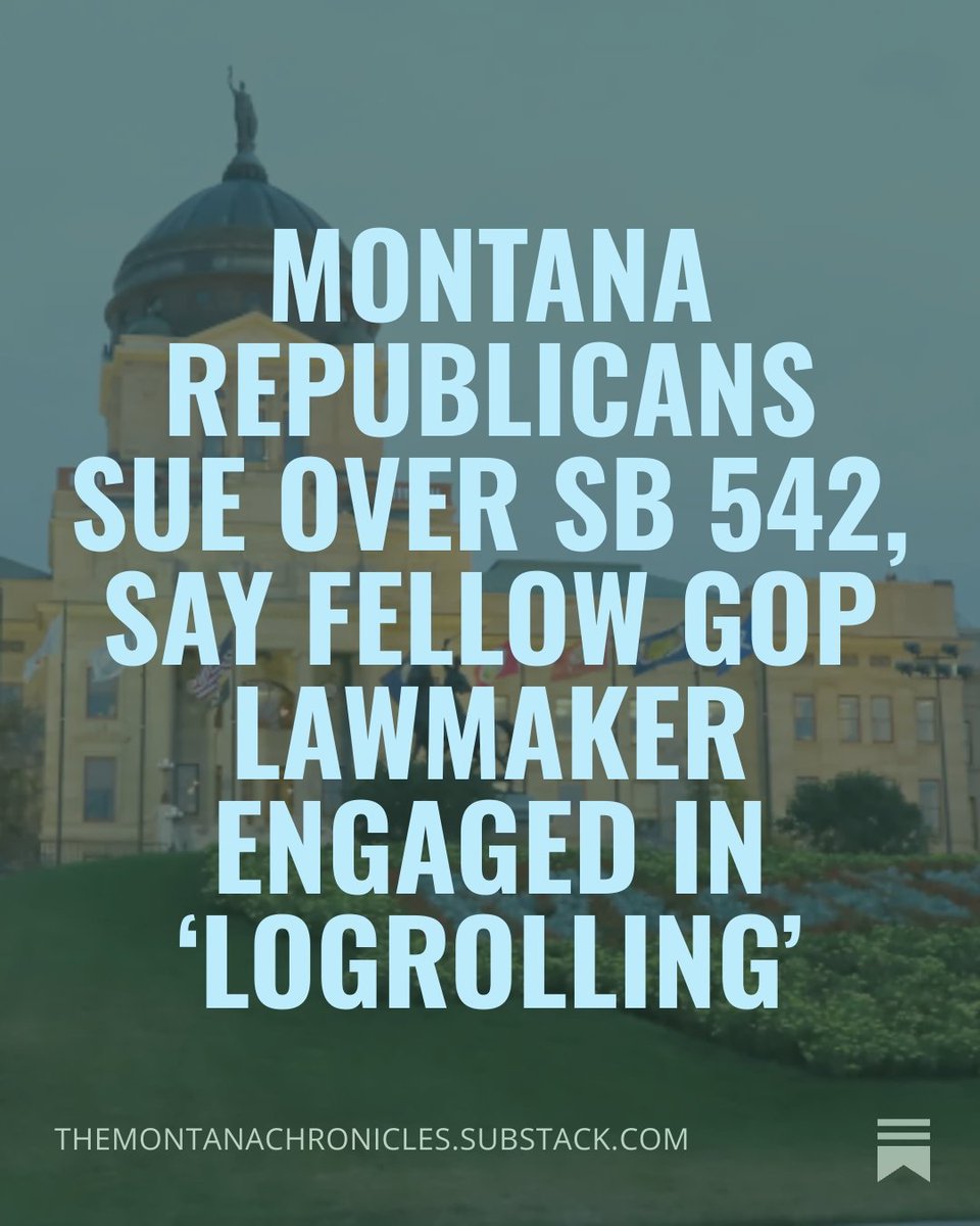 Montana Republicans filed a lawsuit this week against Senate Bill 542, arguing it violates the state Constitution.

Full story: 

themontanachronicles.substack.com/p/montana-repu…

#mtnews #mtpol #montana #taxes