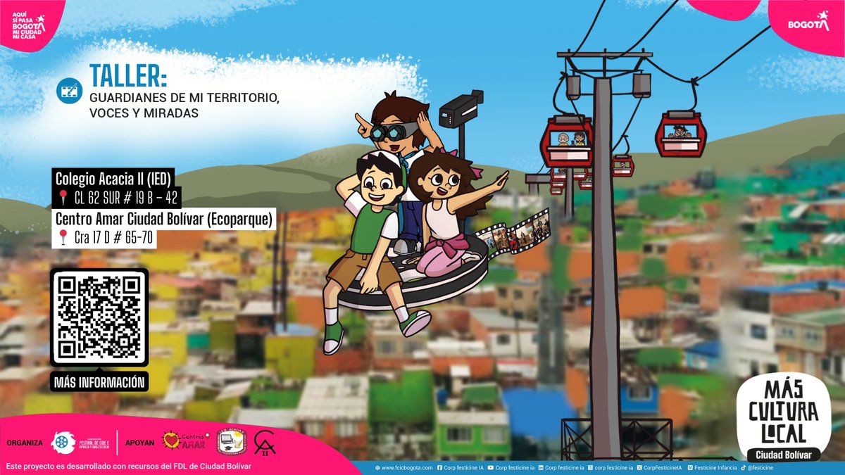 🎬✨ Guardianes de Mi Territorio, Voces y Miradas
Taller audiovisual GRATUITO para jóvenes de 12 a 17 años en Ciudad Bolívar.
🎥 Cine, arte y memoria
🗓️ Feb–abr 2026 | 
🎟️ Cupos limitados #másculturalocal

🔗 Inscríbete:
👉 forms.gle/AxtXW2zyrSzx5F…
👉 forms.gle/rqA3JiXMirc4uL…
