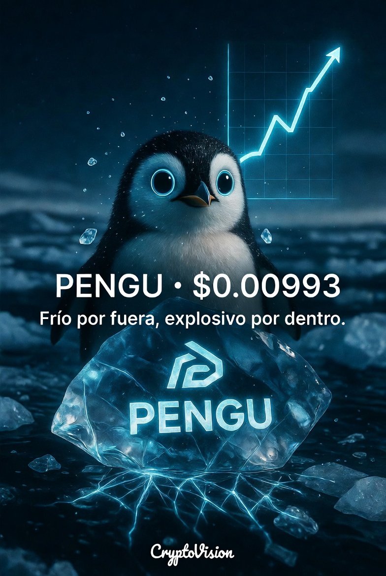 CRYPTOVISION___'s tweet photo. 🧊🔥 $PENGU en $0.00993
Zona de acumulación clara.
Cuando los memes despiertan… no esperan. 👀🚀
👉 Haz clic abajo para entrar en largo
#PENGU #CryptoVision https://t.co/yo3VFkBINj