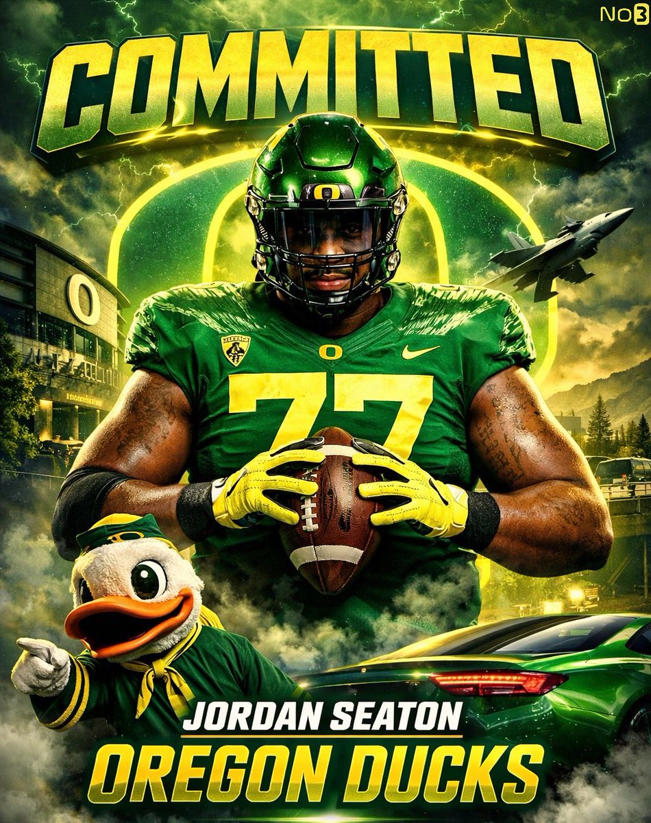 No3sports's tweet image. 🚨NEWS: Colorado OT Jordan Seaton has committed to Oregon, he tells @PeteNokos_   

Seaton was the #1 OT in the 2024 class and will have 2 years of eligibility remaining. 

Duck are gearing up for a championship run in 2026 🦆
