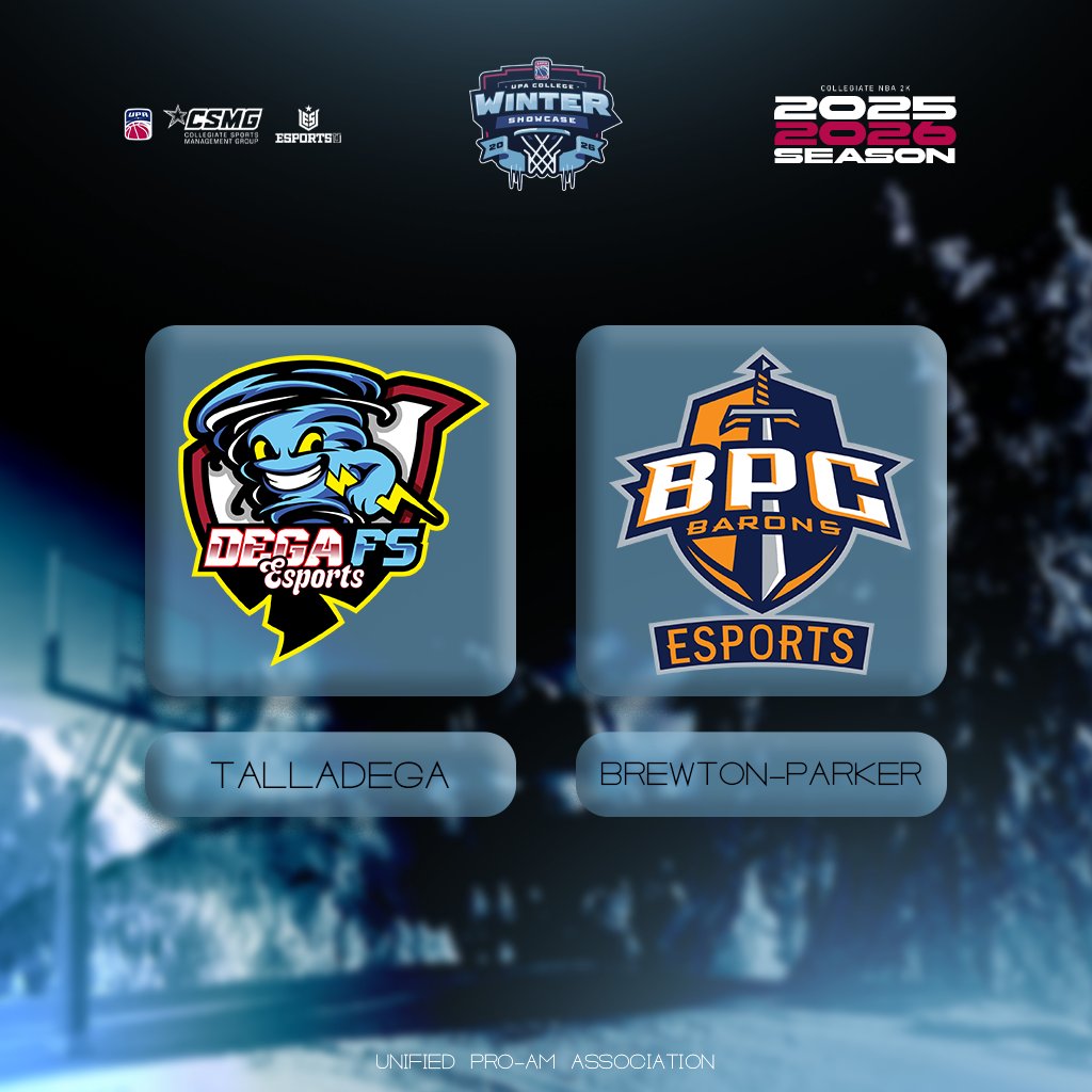 UPACollege's tweet image. ❄️ WINTER SHOWCASE ❄️

@DegaEsports  🆚 @BPCU_esports 

Our next matchup focuses on the Barons and the Tornadoes. 

Both teams look to put the Fall Semester in the past and make strides toward a successful start to the Spring!

This Saturday has a full slate of games, so TUNE IN!