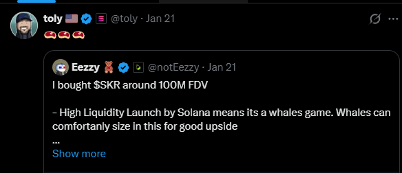 0iqdevv's tweet photo. Toly's been spamming 🥩🥩🥩 emoji under every SKR/staking tweet lately, bro turned "stake" into straight steak meta. https://t.co/coQNLOYcgg