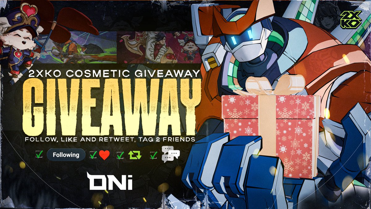 ONiGlobal's tweet image. We are giving away #2XKO Skins! 
 
Want some new drip for when you jump into the action?  

•Follow our account.
•Like &amp;amp; Repost this.
•Tag 2 friends.

We will be picking the winner 02/05/2026!