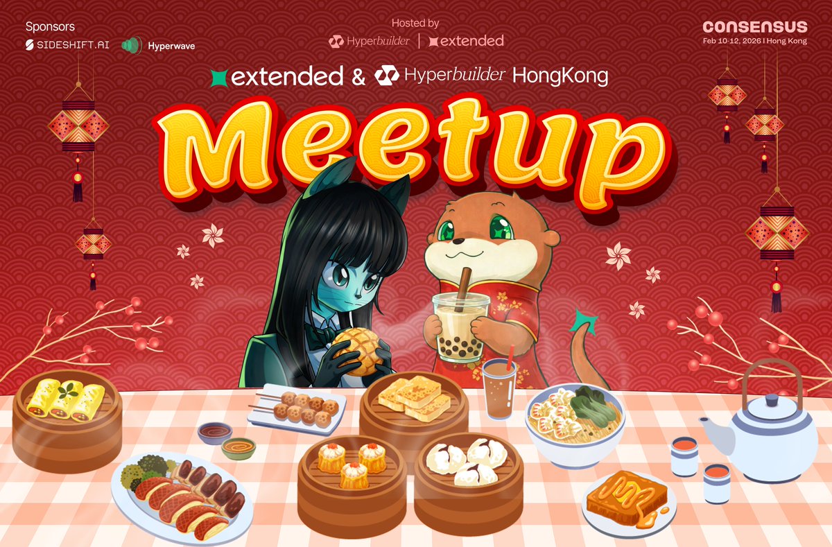 hyperbuilder_hl's tweet image. .@extendedapp &amp;amp; @hyperbuilder_hl Official Hong Kong Meetup!

A meetup for all perp DEX traders, degens &amp;amp; builders. Co-hosted by @extendedapp &amp;amp; @hyperbuilder_hl. Sponsored by @Hyperwavefi and @sideshiftai.

What to expect:
- Perp DEX panel discussions with the Extended team &amp;amp;