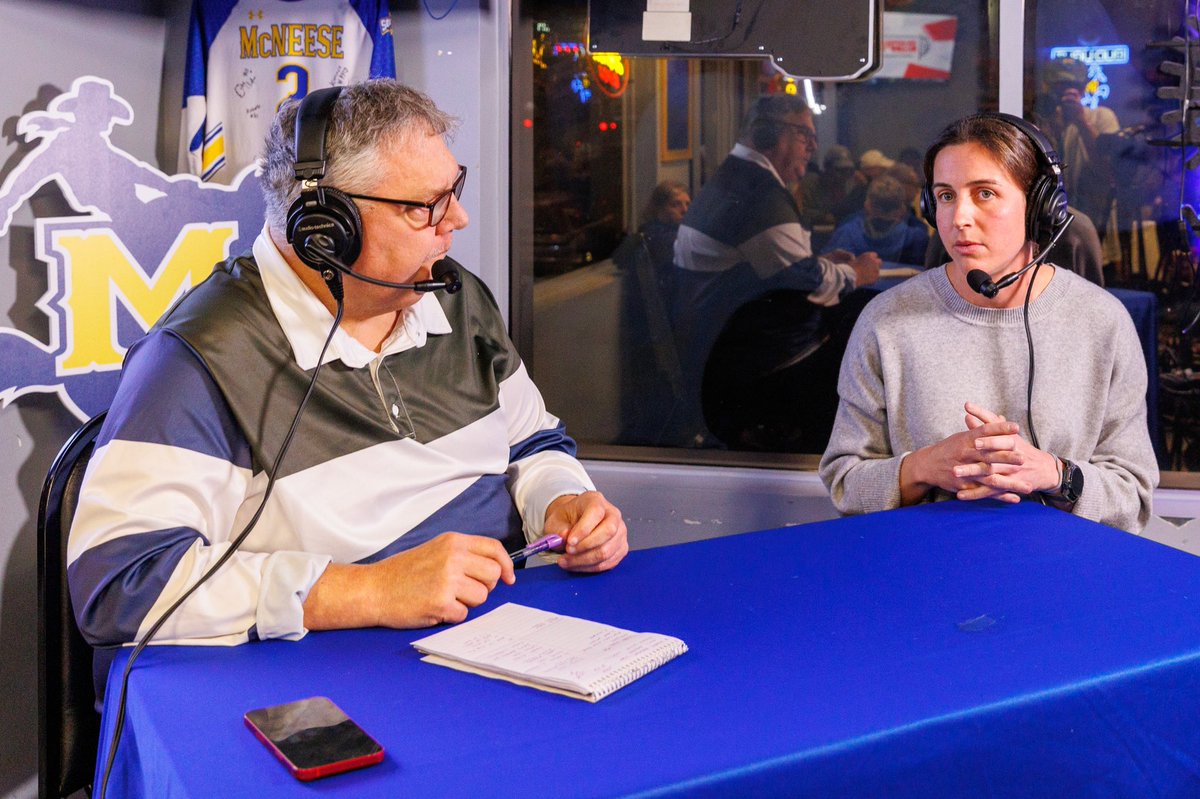 McNeeseVball's tweet photo. Coach Tayler stopped by Mr. Bill’s and made her debut on Pokecast last night! 

#GeauxPokes https://t.co/0o4WEnYdxJ