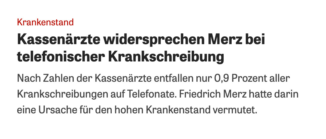 RobertBoni6's tweet image. Moment mal, bei nur 0,9% aller #krankschreibungen erfolgten diese per Telefon?
Das gibts ja gar nicht, der Rechtspopulist &amp;amp; Berufs-Nach-unten-Treter #Merz hat also wieder mal gelogen 🙄
Hey @ninawarken vielleicht mal auf Fakten hören statt auf Populisten und ihr Bauchi-Bauchi?🤫