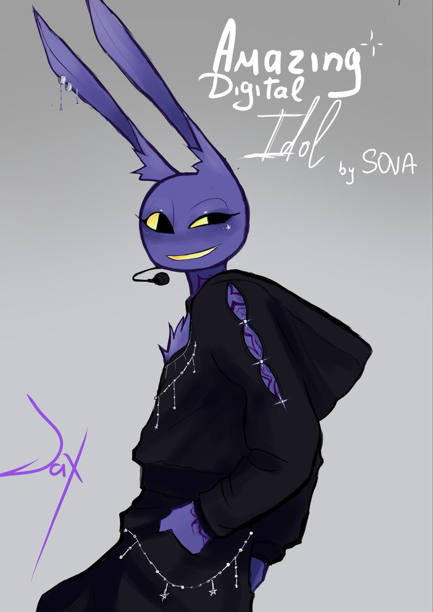 Sova0x2's tweet photo. Idol AU — The Amazing Digital Circus 🎤✨
Jax as an idol. Spotlight, stage lights, perfect smile — and the same troublemaker energy.
#TheAmazingDigitalCircus #TADC #Jax
#fanart #digitalart #IdolAU #AUart #fandomart
#artistontwitter #illustration #charactera https://t.co/PqUXIcPKel