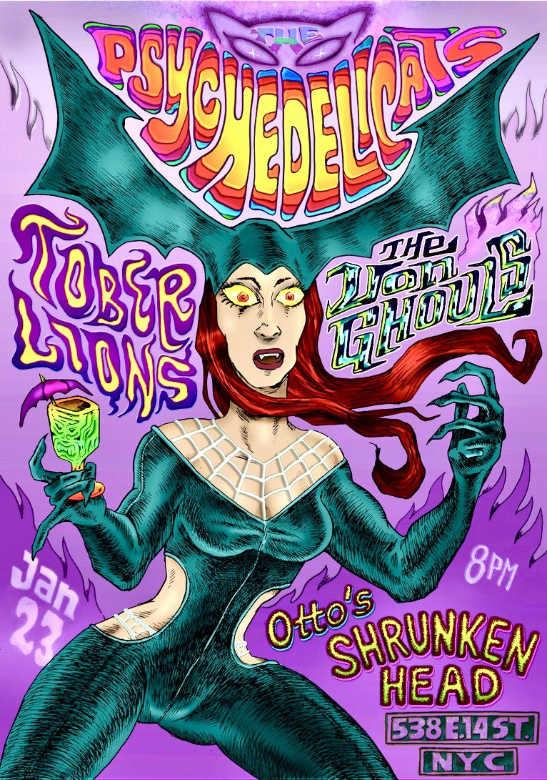 Tomorrow! Live at <a href="/OttosNYC/">Otto's Shrunken Head</a> 8:30pm free show with Tober Lions and 60s supergroup The Psychedelicats