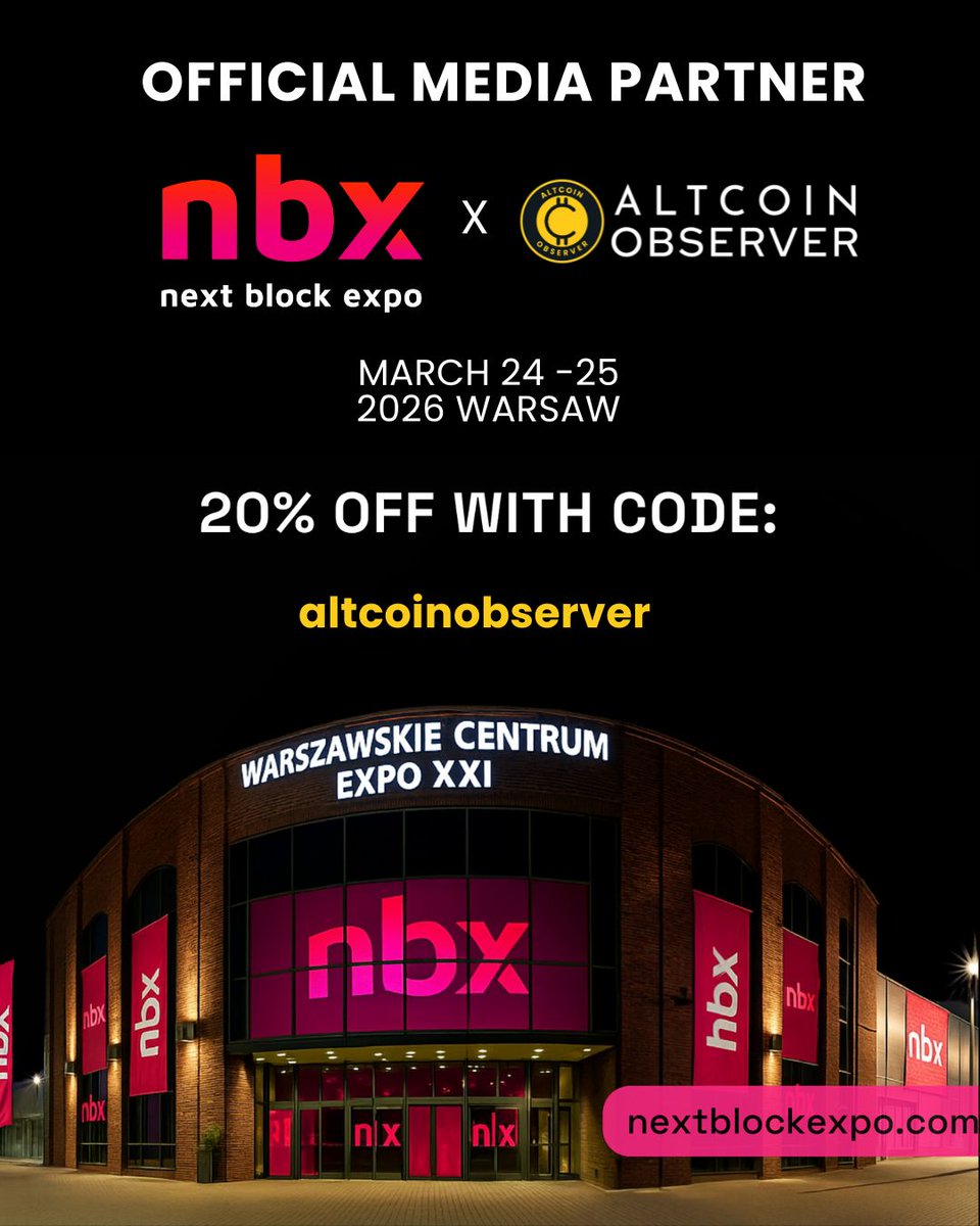 AltcoinObserve's tweet photo. 📢@AltcoinObserve is the Official Media Partner of @nextblockexpo 2026.

📍 Warsaw | 📅 Mar 24–25

Europe’s biggest Blockchain + Web3 festival — connecting builders, innovators, investors &amp; creators

🎟️ Grab 20% off tickets with code altcoinobserver

👉 https://t.co/lLzqwHc660 https://t.co/r8yevfevqc