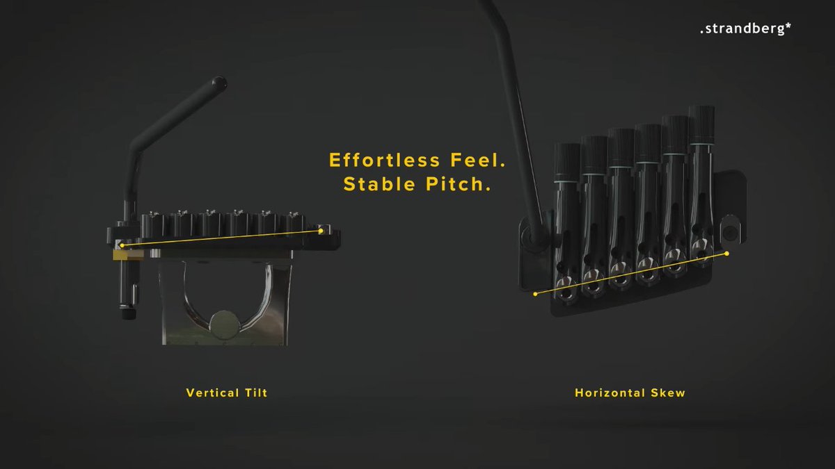 igossometalzeyo's tweet image. strandbergの新しいマルチスケール用トレモロが気になる。マルチスケールに対応した傾斜だけじゃなくブリッジの支点の高さにも傾きがあるっぽいしトレモロブロックも見たことない物だし。
youtube.com/watch?v=MTTbbY…
Introducing the Arc TILT Tremolo System | .strandberg* Guitars