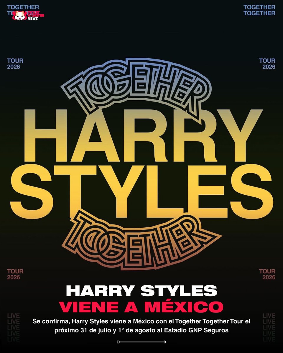 ticketelhamster's tweet photo. 🚨HARRY STYLES EN MÉXICO 🇲🇽
📍Estadios GNP Seguros
🗓️31 de julio y 1ro de agosto

🎫Preventa Banamex 28 de enero 11 AM
🎫Venta General 29 de enero 11 AM

#tickethamster #HarryStyles #togethertogether #togethertogethertour #viral #trending https://t.co/AlkUGPQkvi