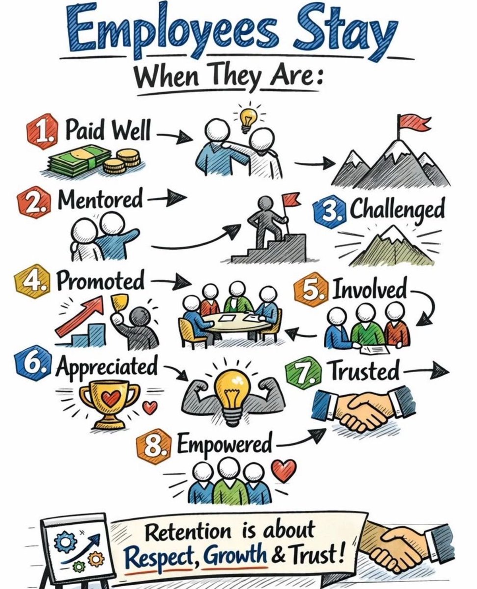 PEOutsourcePros's tweet photo. Retention isn’t about perks alone. It’s about creating a workplace where people feel valued, supported, &amp; trusted. When employees are paid fairly, mentored, &amp; challenged, they grow. When they’re included, recognized, &amp; trusted, they commit.Retention is not a policy it’s a culture https://t.co/Tdx92yzmG8