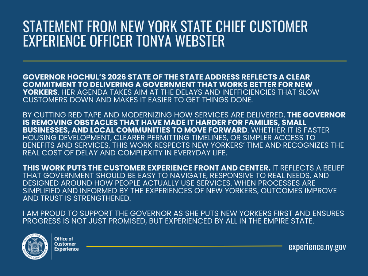 NYS Office of Customer Experience tweet media