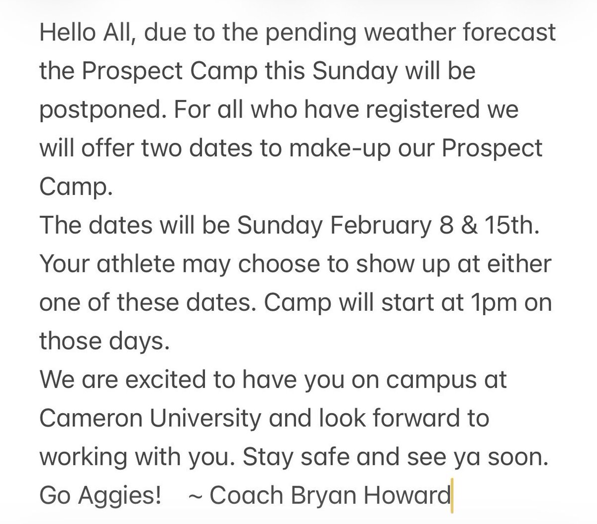 Cameron University Softball tweet media