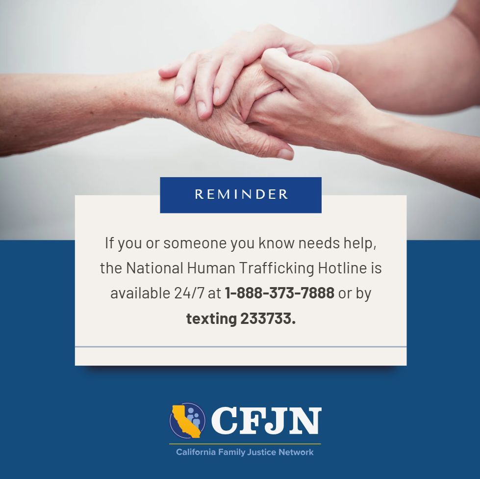 CAFamilyJustice's tweet photo. If you or someone you know needs help, the National Human Trafficking Hotline is available 24/7 at 1-888-373-7888 or by texting 233733. #HowToHelp #HumanTraffickingAwarenessMonth #CFJN #FamilyJusticeCenters #SurvivorSupport #CommunityCare https://t.co/auR5D93gdz