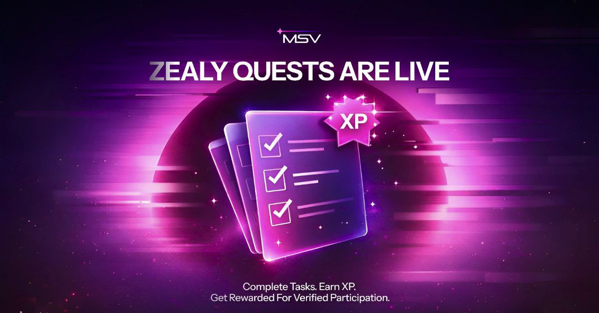 metasoilverse's tweet image. MSVP Zealy quests are live. 

Complete tasks, earn XP, and contribute to the ecosystem. 

Rewards are distributed based on verified participation and effort. 

Join now:
zealy.io/cw/metasoilver…

#MSVP #Zealy #questboard #quests #zealypoints #RWA