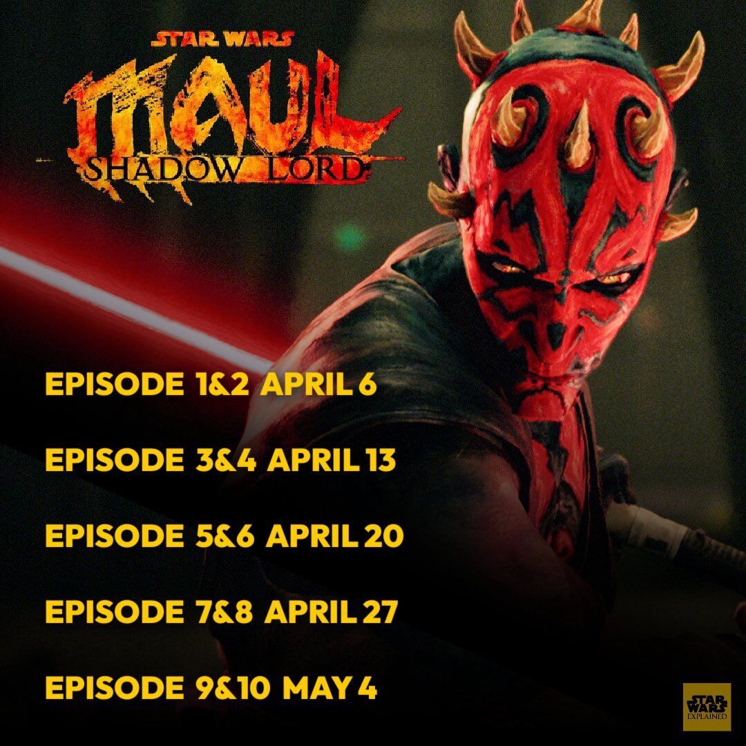 StarWarsExplain's tweet image. Star Wars: Maul - Shadow Lord premieres April 6th! Here is the episode guide 👇