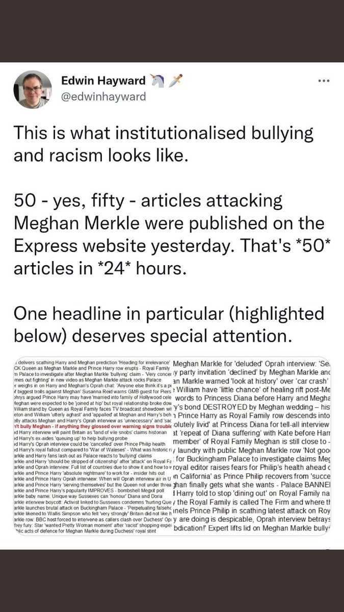 vanessajaye's tweet photo. This screenshot is from Jan13 2023. ONE (1) U.K. tabloid published FIFTY (50) articles abt Meghan in 1 day. She’d been out of the  UK since June 2020. “They made my wife’s life an absolute misery” All U.K. print/broadcast/digital media has been doing this for almost 10 years. https://t.co/vMEEAHp7kp