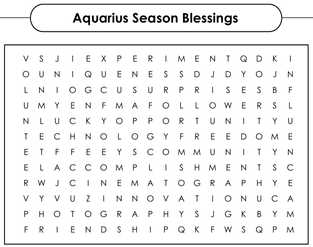 shawtyastrology's tweet photo. The first THREE words you find can show you the types of BLESSINGS, themes or experiences that you might have during Aquarius season! ♒️☀️

What THREE WORDS did YOU find?! 👀✨ https://t.co/VEvTPTygIc