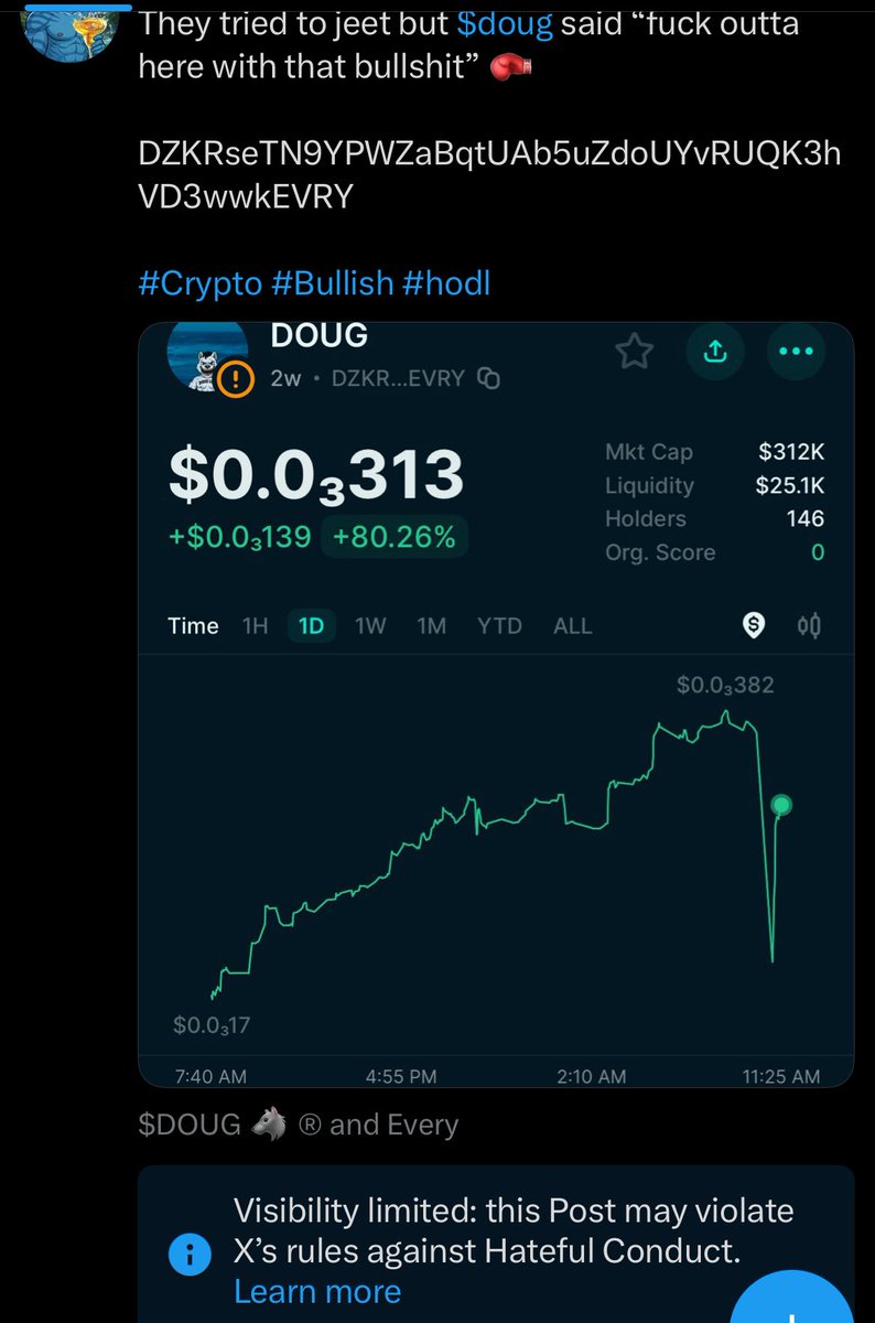 Save_Your_SOL's tweet image. I would love for @grok or @X to tell me how my post about $doug is hateful conduct …

#Crypto #AnswerMe #wtf