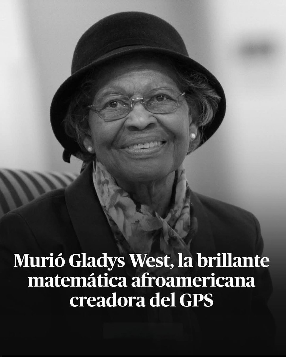 RaulGtzNR's tweet image. Fallece Gladys West, pionera del GPS y figura clave de la ciencia moderna

La matemática afroamericana Gladys West, cuyo trabajo fue esencial para el desarrollo del sistema GPS, falleció el 18 de enero de 2026 a los 95 años en Virginia, rodeada de su familia. Durante más de…